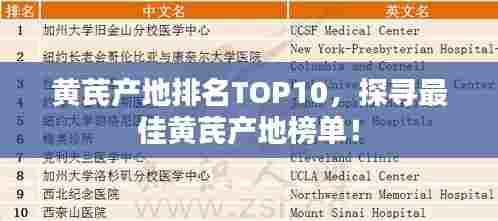 黄芪产地排名TOP10，探寻最佳黄芪产地榜单！