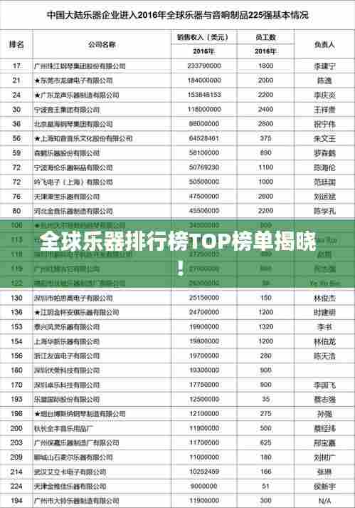 全球乐器排行榜TOP榜单揭晓!