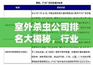 室外杀虫公司排名大揭秘,行业影响力与服务质量评估