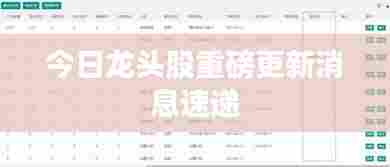 今日龙头股重磅更新消息速递