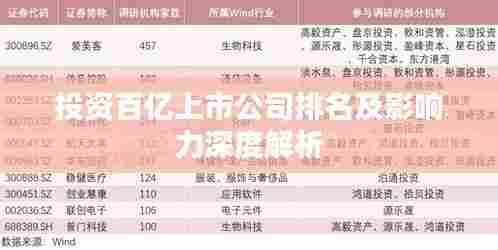 投资百亿上市公司排名及影响力深度解析