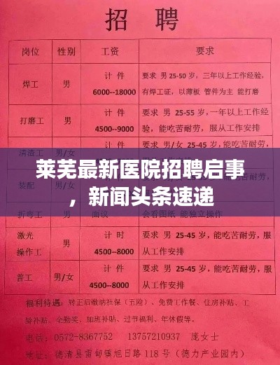 莱芜最新医院招聘启事，新闻头条速递