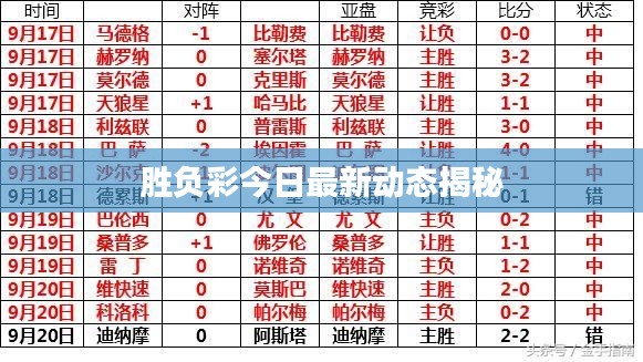 胜负彩今日最新动态揭秘