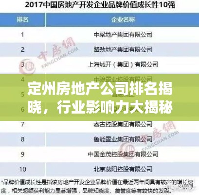 定州房地产公司排名揭晓,行业影响力大揭秘!
