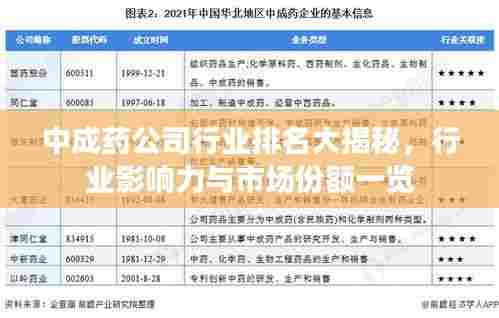 中成药公司行业排名大揭秘,行业影响力与市场份额一览