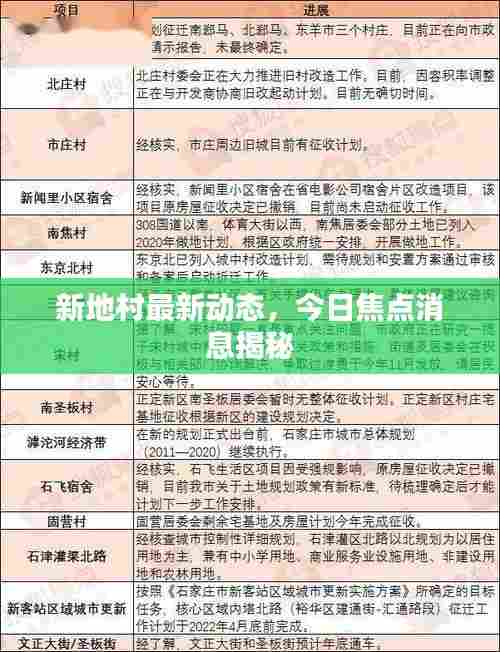 新地村最新动态,今日焦点消息揭秘