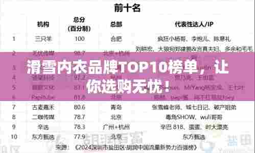 滑雪内衣品牌TOP10榜单,让你选购无忧!