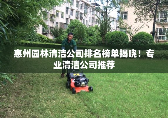 惠州园林清洁公司排名榜单揭晓!专业清洁公司推荐