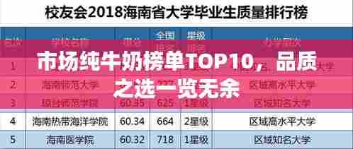 市场纯牛奶榜单TOP10,品质之选一览无余