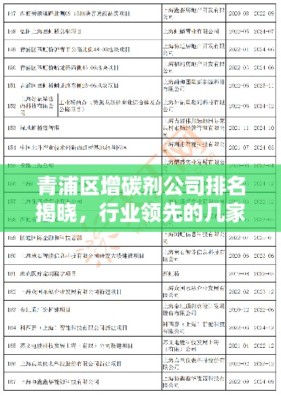 青浦区增碳剂公司排名揭晓,行业领先的几家企业榜单出炉!