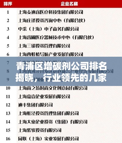青浦区增碳剂公司排名揭晓,行业领先的几家企业榜单出炉!
