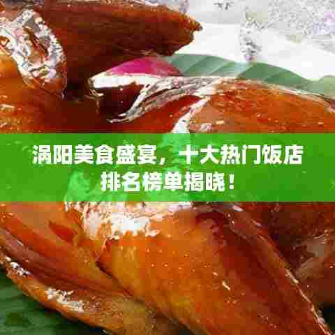 涡阳美食盛宴,十大热门饭店排名榜单揭晓!