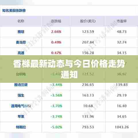香橼最新动态与今日价格走势通知