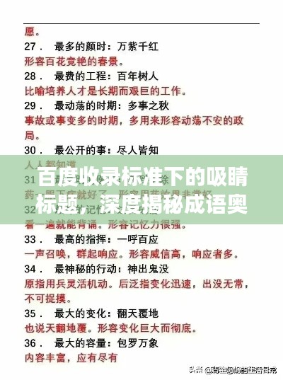 百度收录标准下的吸睛标题,深度揭秘成语奥秘——覆能成语探索之旅