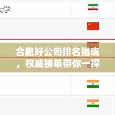 合肥好公司排名揭晓,权威榜单带你一探究竟!