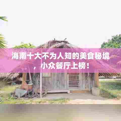 海南十大不为人知的美食秘境,小众餐厅上榜!