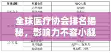 全球医疗协会排名揭秘，影响力不容小觑