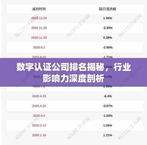 数字认证公司排名揭秘,行业影响力深度剖析