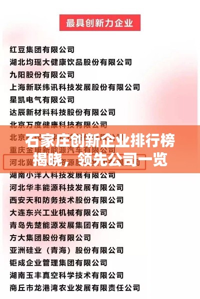 石家庄创新企业排行榜揭晓,领先公司一览