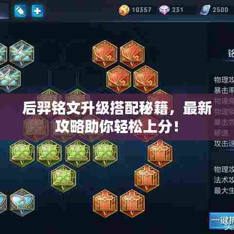 后羿铭文升级搭配秘籍,最新攻略助你轻松上分!