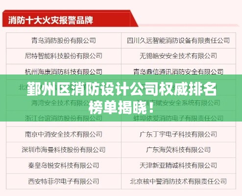 鄞州区消防设计公司权威排名榜单揭晓！