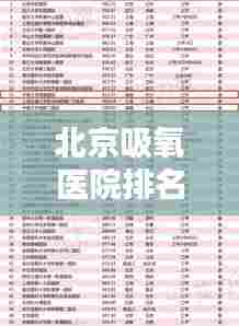 北京吸氧医院排名榜单揭晓,前十名医院一览