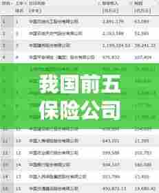 我国前五保险公司排名榜单揭晓！