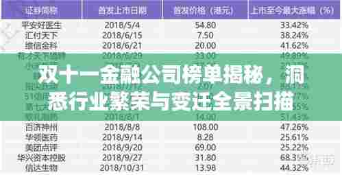 双十一金融公司榜单揭秘，洞悉行业繁荣与变迁全景扫描