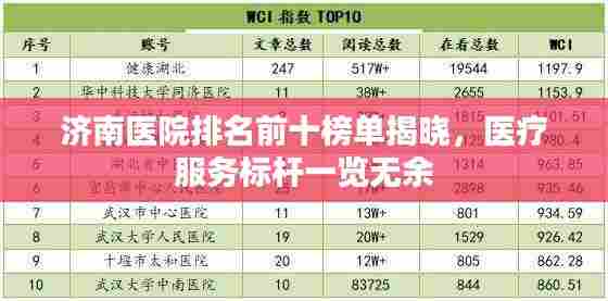 济南医院排名前十榜单揭晓,医疗服务标杆一览无余