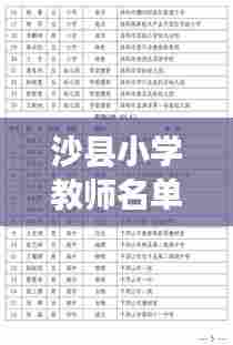 沙县小学教师名单更新,最新师资一览表!
