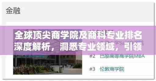 全球顶尖商学院及商科专业排名深度解析,洞悉专业领域,引领商业未来!