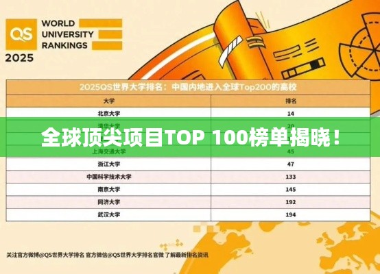 全球顶尖项目TOP 100榜单揭晓!