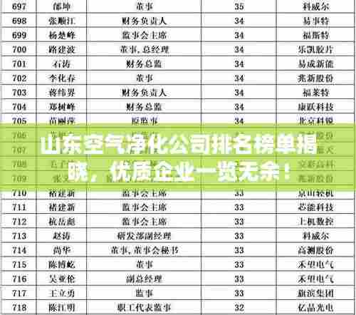 山东空气净化公司排名榜单揭晓,优质企业一览无余!