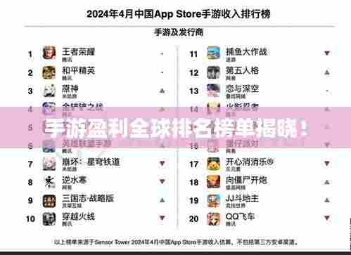 手游盈利全球排名榜单揭晓!