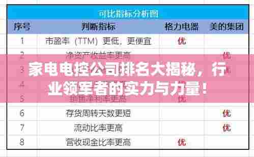 家电电控公司排名大揭秘,行业领军者的实力与力量!