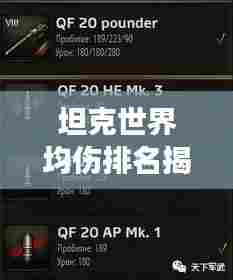 坦克世界均伤排名揭秘,战场上的伤害霸主榜单!