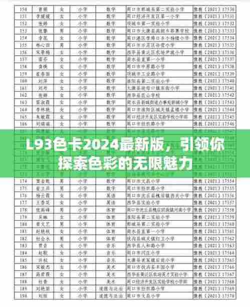 L93色卡2024最新版,引领你探索色彩的无限魅力