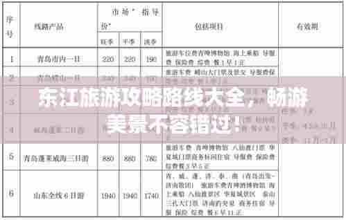 东江旅游攻略路线大全,畅游美景不容错过!