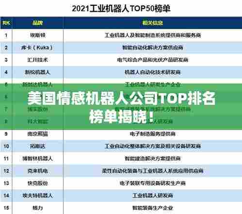 美国情感机器人公司TOP排名榜单揭晓!