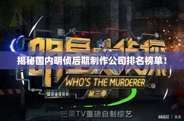 揭秘国内明侦后期制作公司排名榜单!