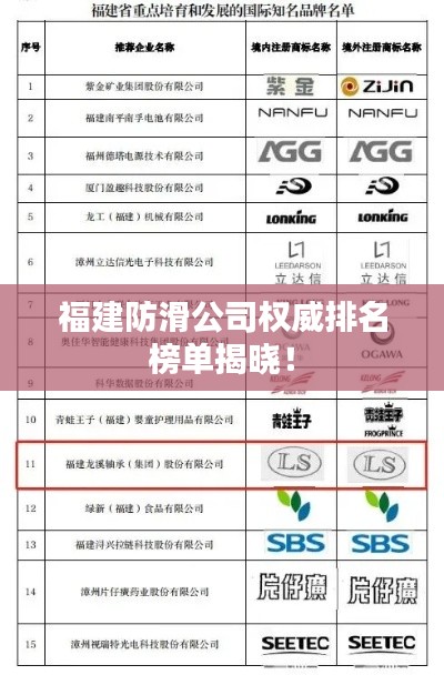 福建防滑公司权威排名榜单揭晓!