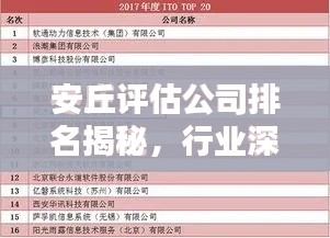 安丘评估公司排名揭秘,行业深度分析报告