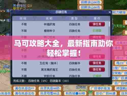 马可攻略大全,最新指南助你轻松掌握!