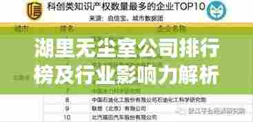 湖里无尘室公司排行榜及行业影响力解析