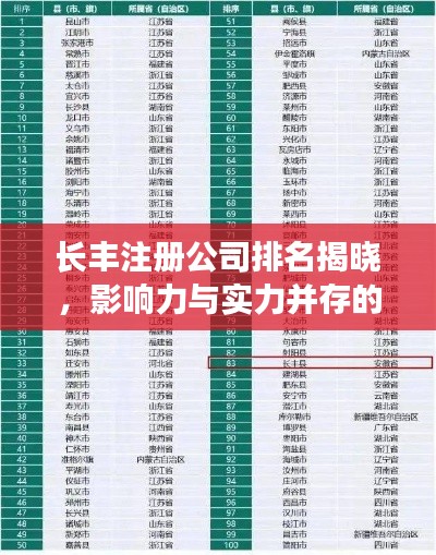 长丰注册公司排名揭晓,影响力与实力并存的企业榜单