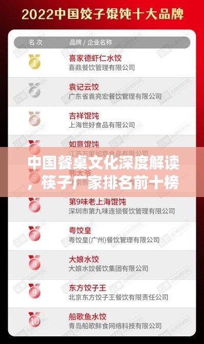 中国餐桌文化深度解读,筷子厂家排名前十榜单揭秘!