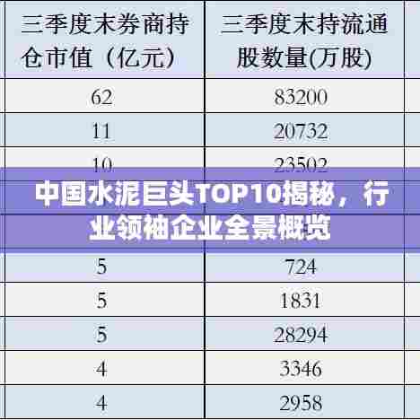 中国水泥巨头TOP10揭秘,行业领袖企业全景概览