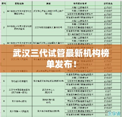 武汉三代试管最新机构榜单发布!