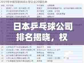 日本乒乓球公司排名揭晓,权威榜单,带你了解业界巨头!