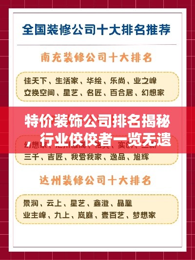 特价装饰公司排名揭秘,行业佼佼者一览无遗